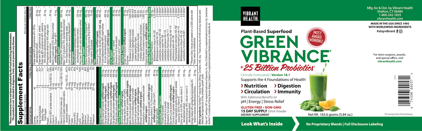 Green Vibrance 15 Servings Curated Wellness