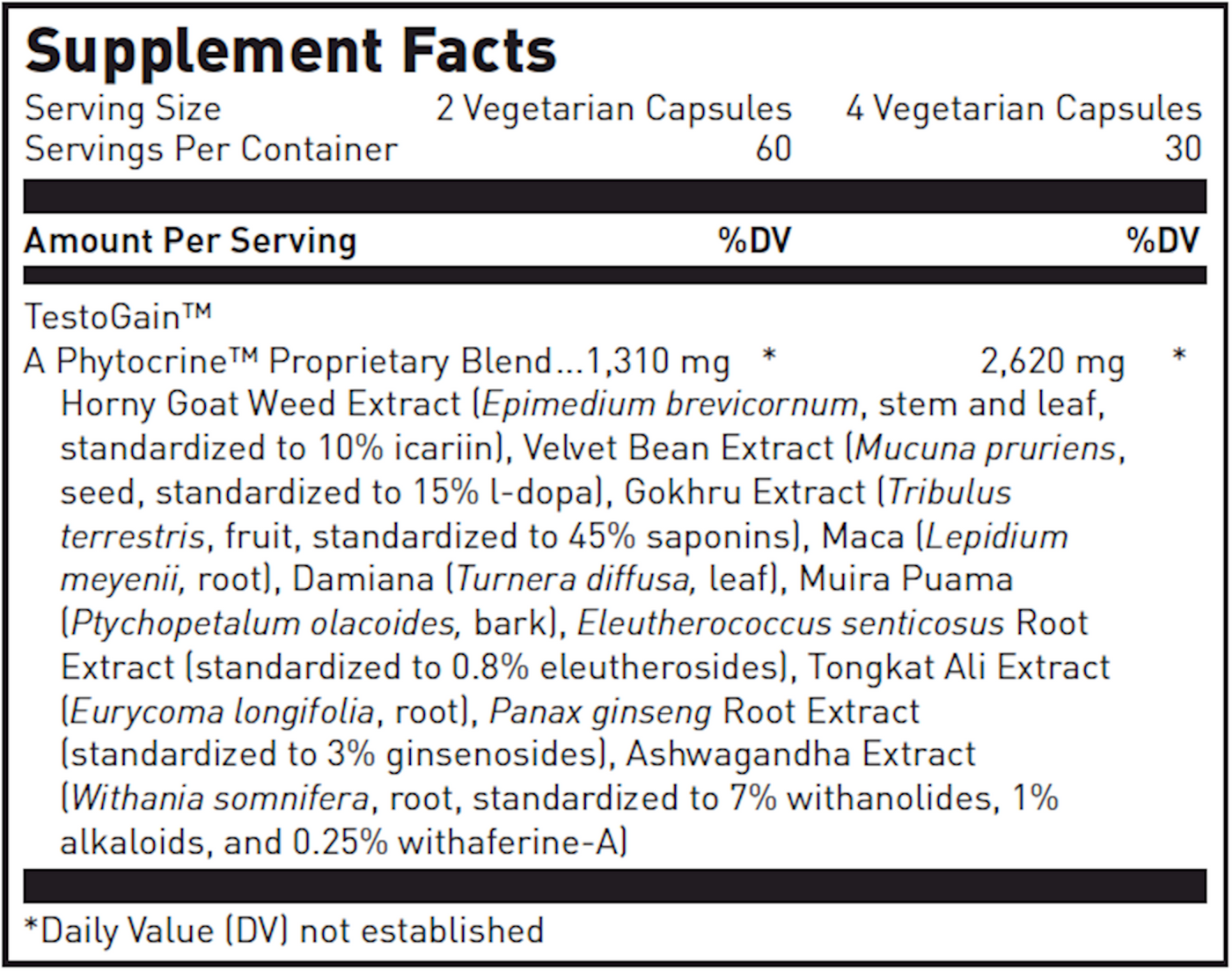 TestoGain 120 vcaps Curated Wellness