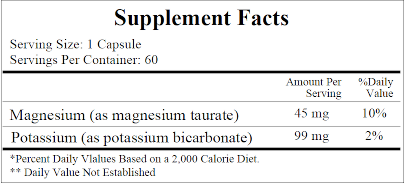 Magnesium-Potassium Taurate 60 caps Curated Wellness