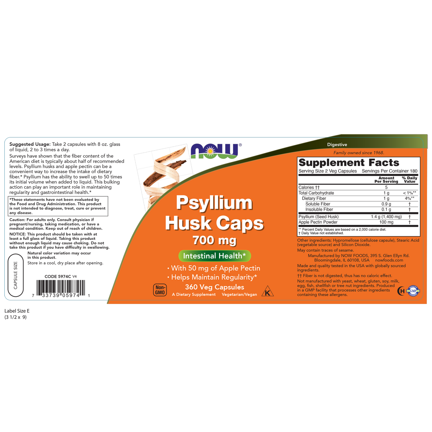 Psyllium Husk 700 mg  Curated Wellness