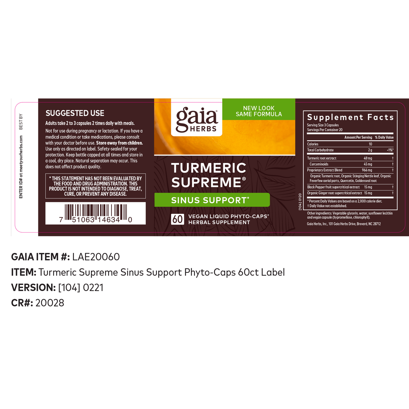 Turmeric Supreme® Sinus Support 60 caps Curated Wellness