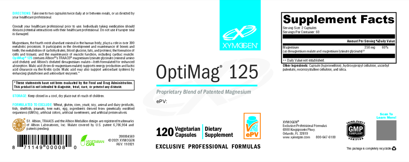 OptiMag 125 120 Capsules Curated Wellness