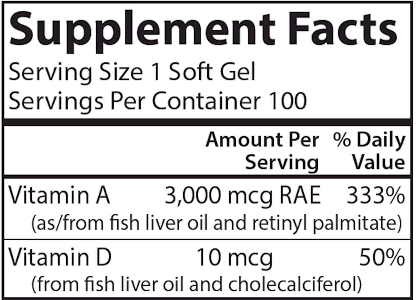 Vitamin A & D 100 gels Curated Wellness