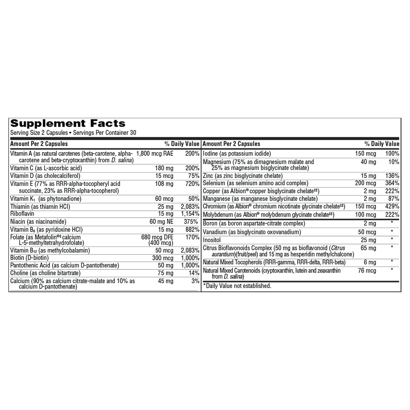 VitaPrime Iron-Free Capsule Form 60 caps Curated Wellness