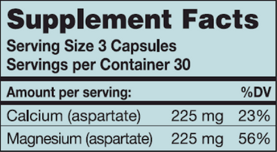 Cal/Mag Aspartate 1:1 90 caps Curated Wellness