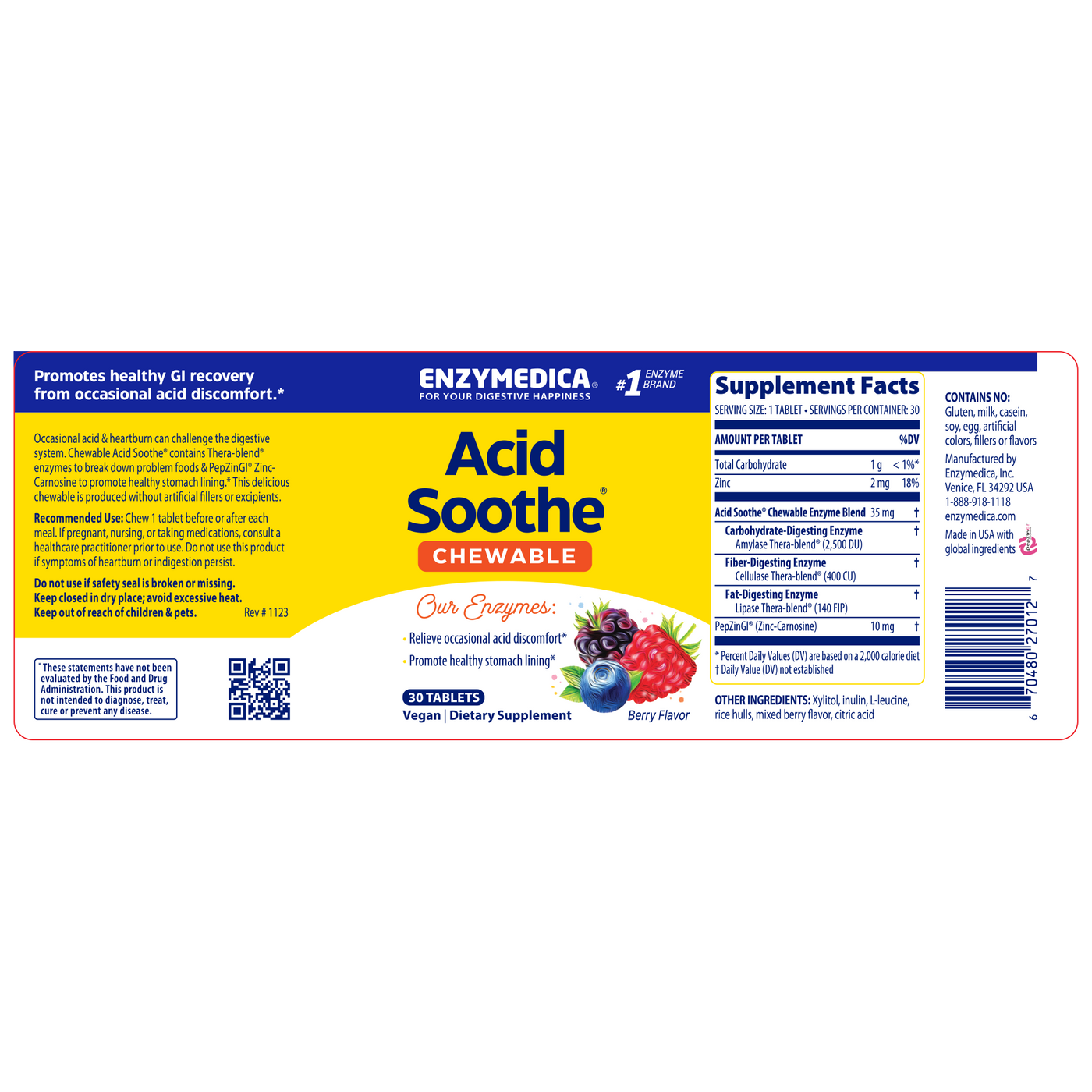 Acid Soothe Chewable Berry 30 tablets Curated Wellness