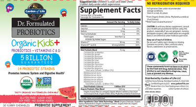  Dr. Formulated Probiotics Organic Kids Watermelon Curated Wellness