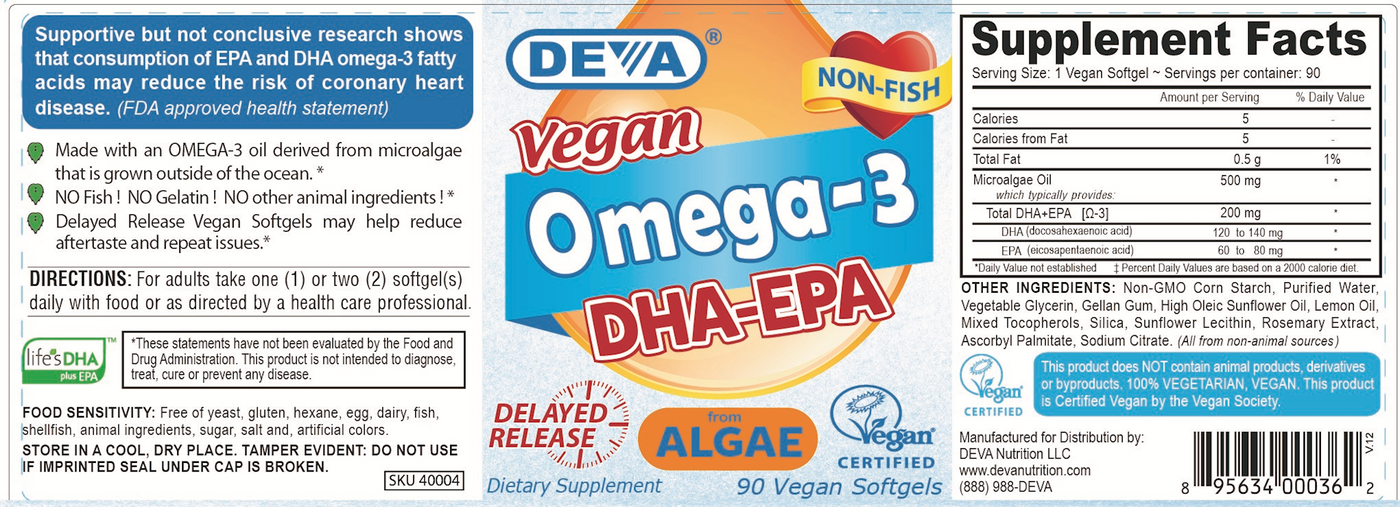 Vegan DHA-EPA (Delayed Release) 90 vcaps Curated Wellness