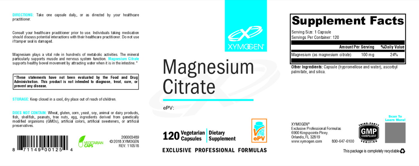 Magnesium Citrate 120 Capsules Curated Wellness