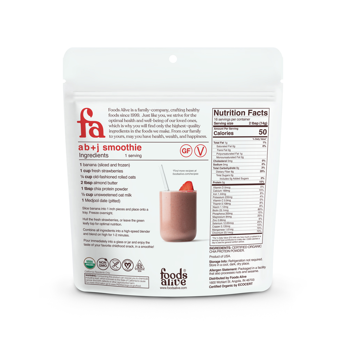 Chia Protein Powder Organic  Curated Wellness