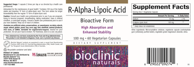 R-Alpha-Lipoic Acid 100mg 60 vcaps Curated Wellness