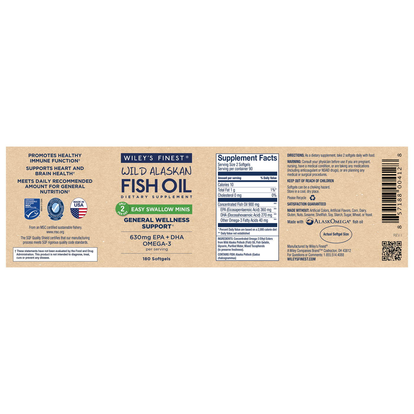 Wild Alaskan Fish Oil 180 mini sgels Curated Wellness