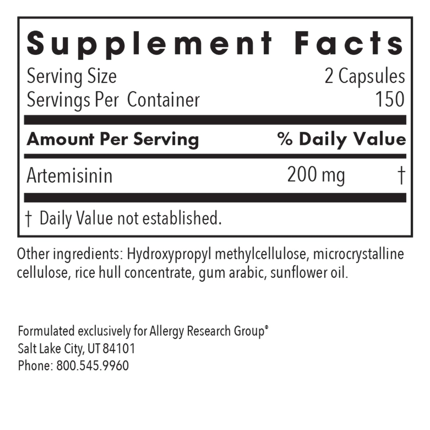 Artemisinin 100 mg 300 caps Curated Wellness