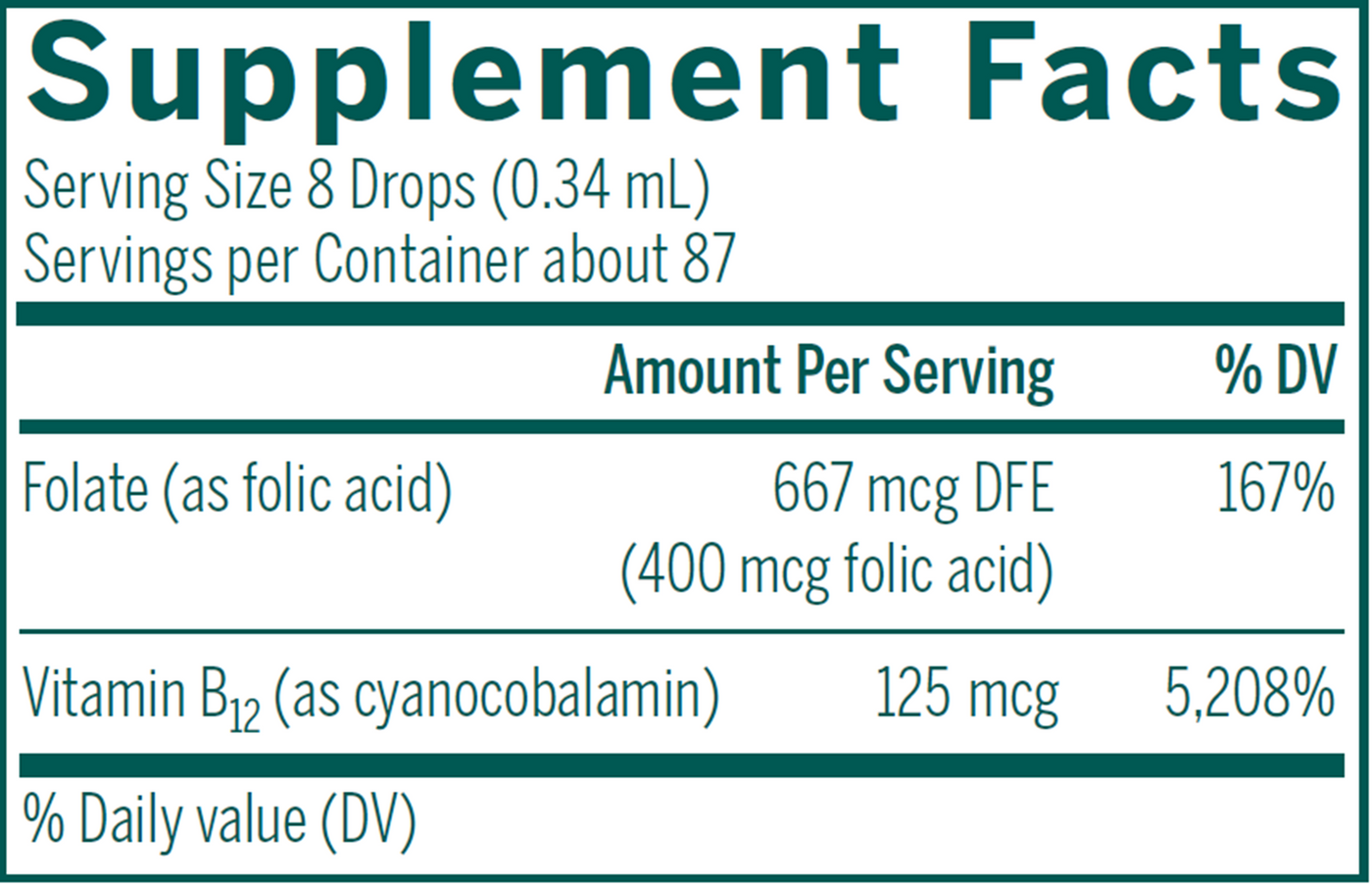 Bio Folic Acid + B12 Liquid 1 fl oz Curated Wellness
