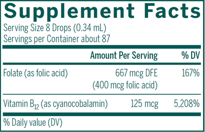Bio Folic Acid + B12 Liquid 1 fl oz Curated Wellness