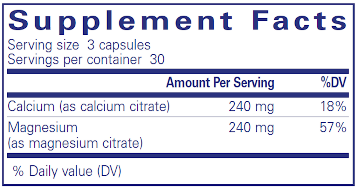 Cal Mag (citrate) 80mg 90 vcaps Curated Wellness