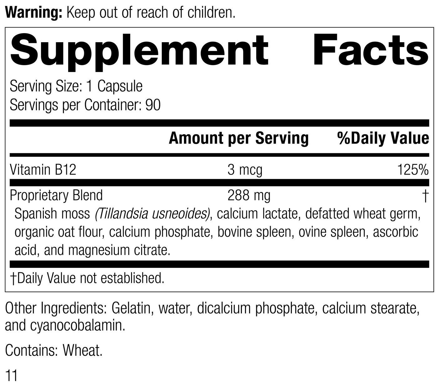 For-Til B12®, 90 Capsules, Rev 10 Supplement Facts