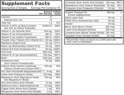 Ortho Multi w/Flax Oil 400 mg 90 gels Curated Wellness