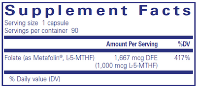 Folate 1000 90 caps Curated Wellness