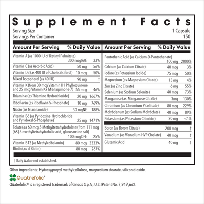 Multi-Vi-Min No Cu/No Fe 150 caps Curated Wellness