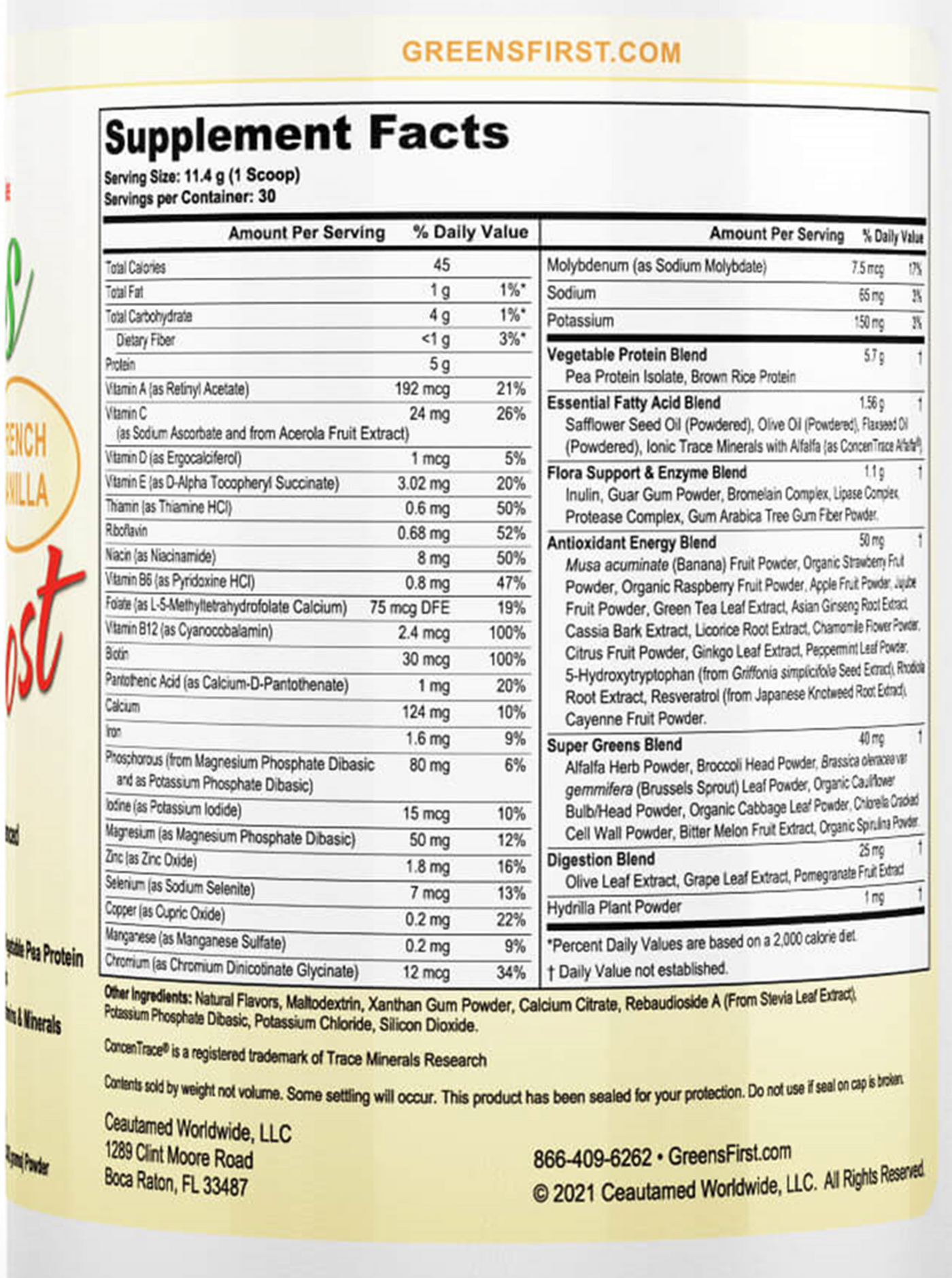 Greens FIRST Boost Fr. Vanilla  Curated Wellness