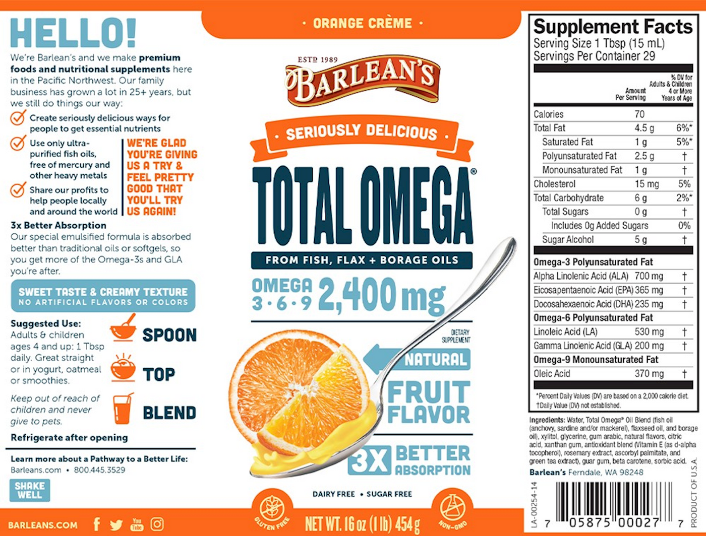 Total Omega 3-6-9 Orange Cream  Curated Wellness