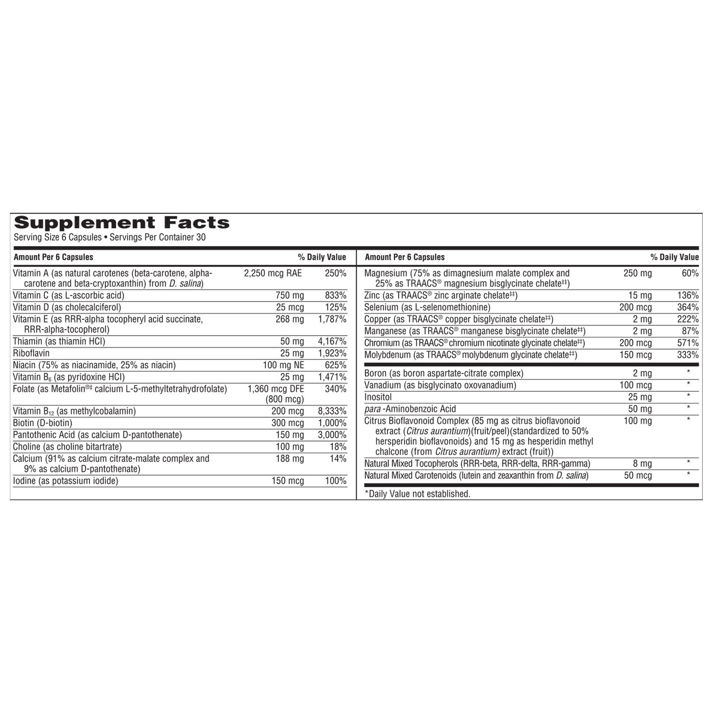 MultiThera1 Iron Free 180 caps Curated Wellness