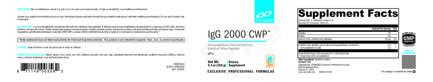 IgG 2000 CWP Powder 150g Curated Wellness