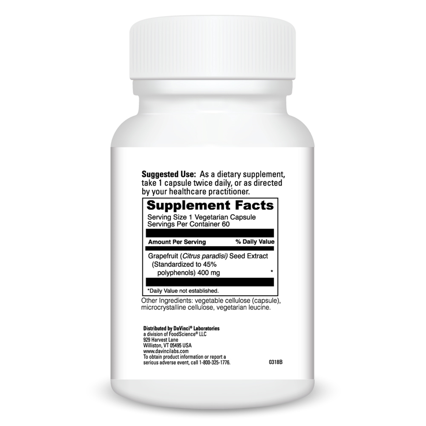 Grapefruit Seed Extract 400 mg 60 vcaps Curated Wellness