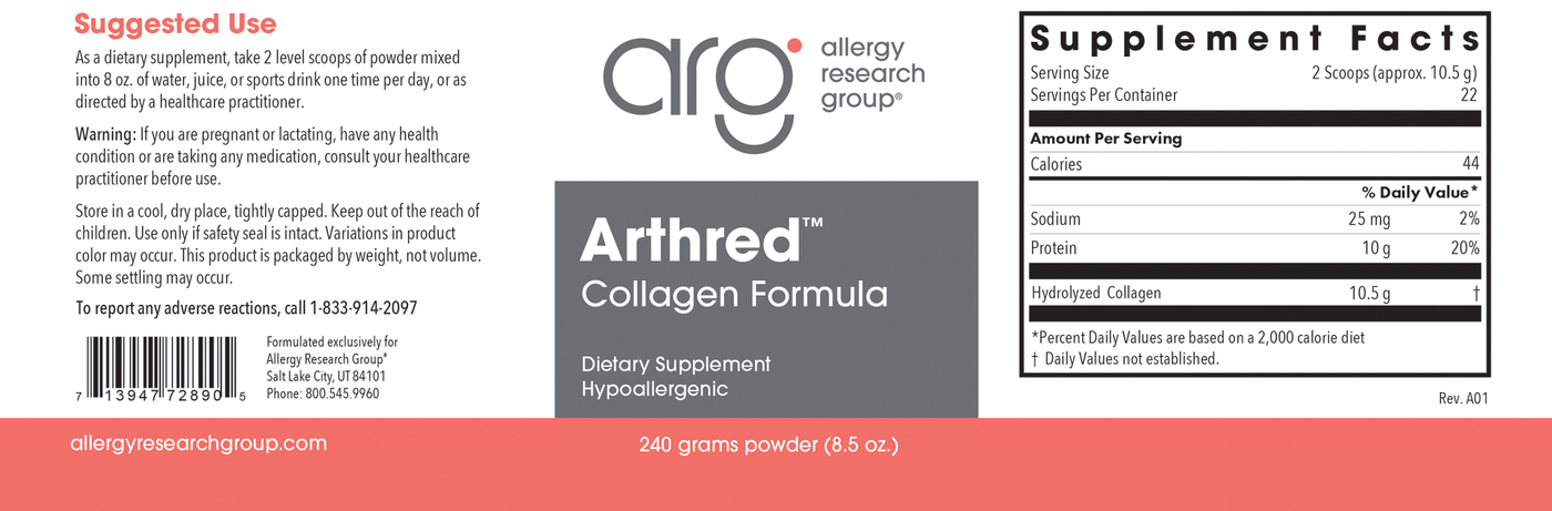 Arthred Collagen Formula 240 g Curated Wellness