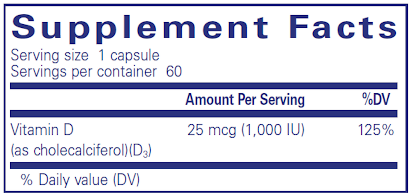 Vitamin D3 1000 IU 60 vcaps Curated Wellness