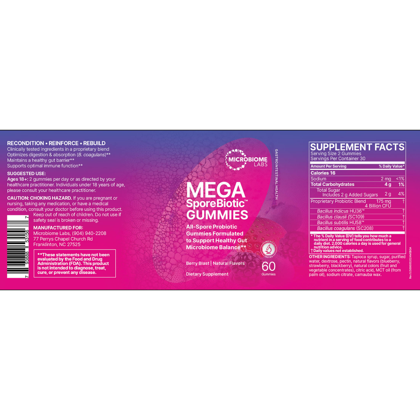 MegaSporeBiotic Gummies 60 gum Curated Wellness