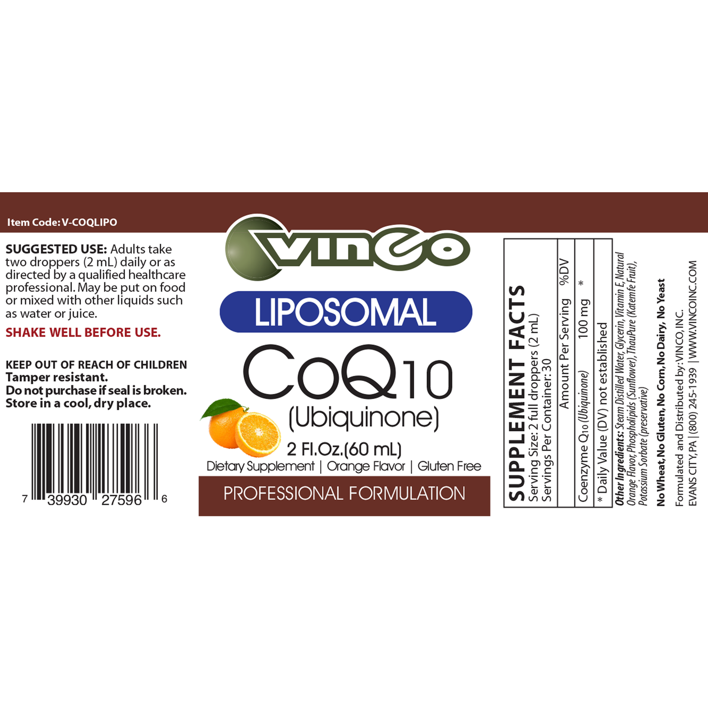 Liposomal CoQ10 2oz Curated Wellness