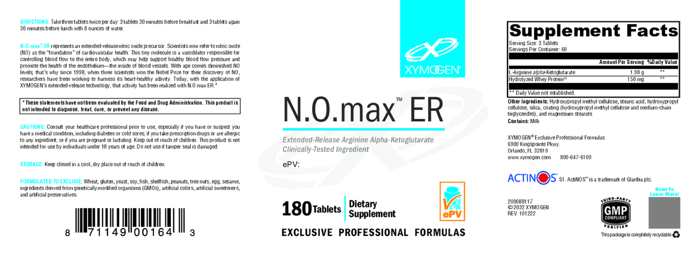 N.O.max ER 180 Tablets Curated Wellness