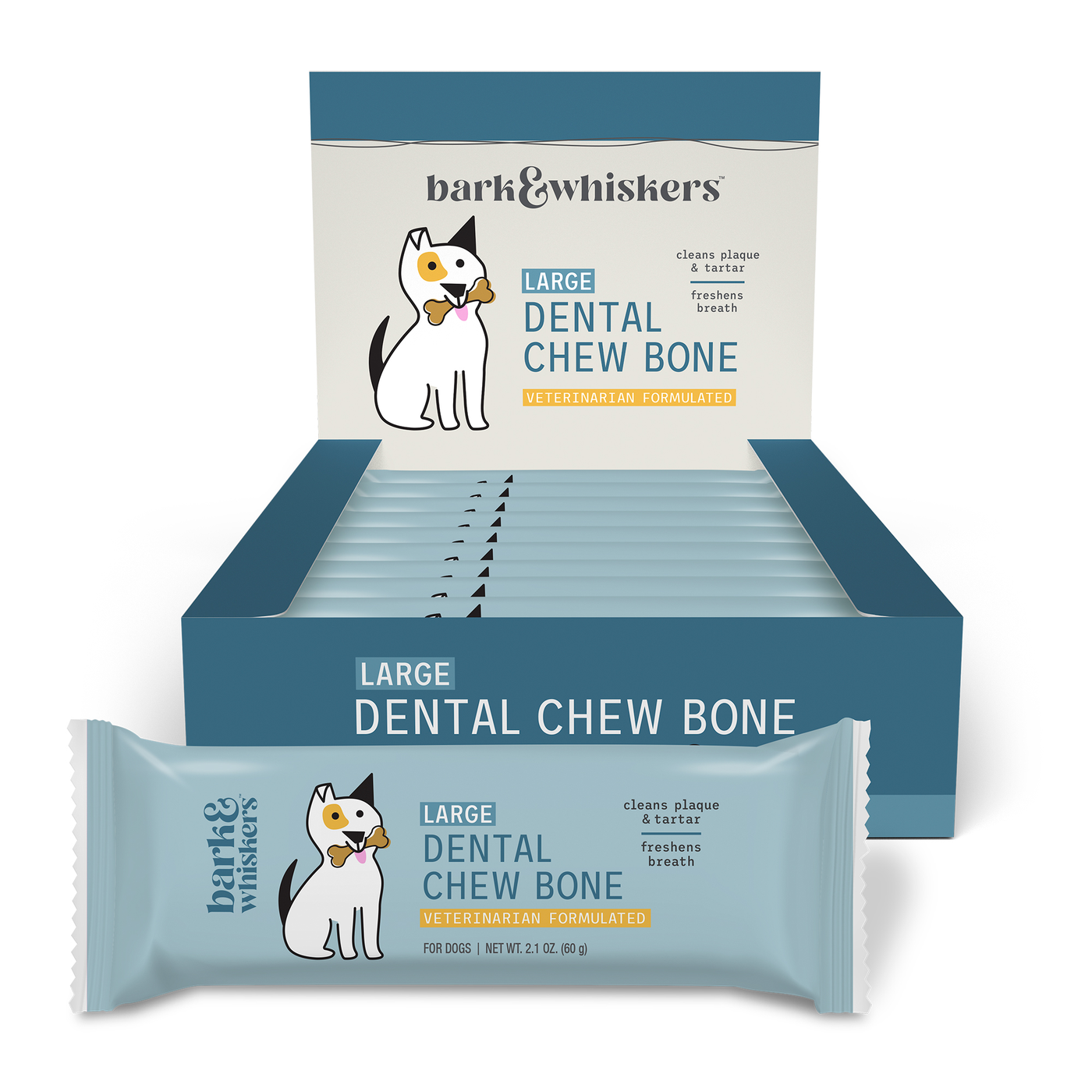 Dog Dental Chew Bones Large 2.08oz 12 pk Curated Wellness