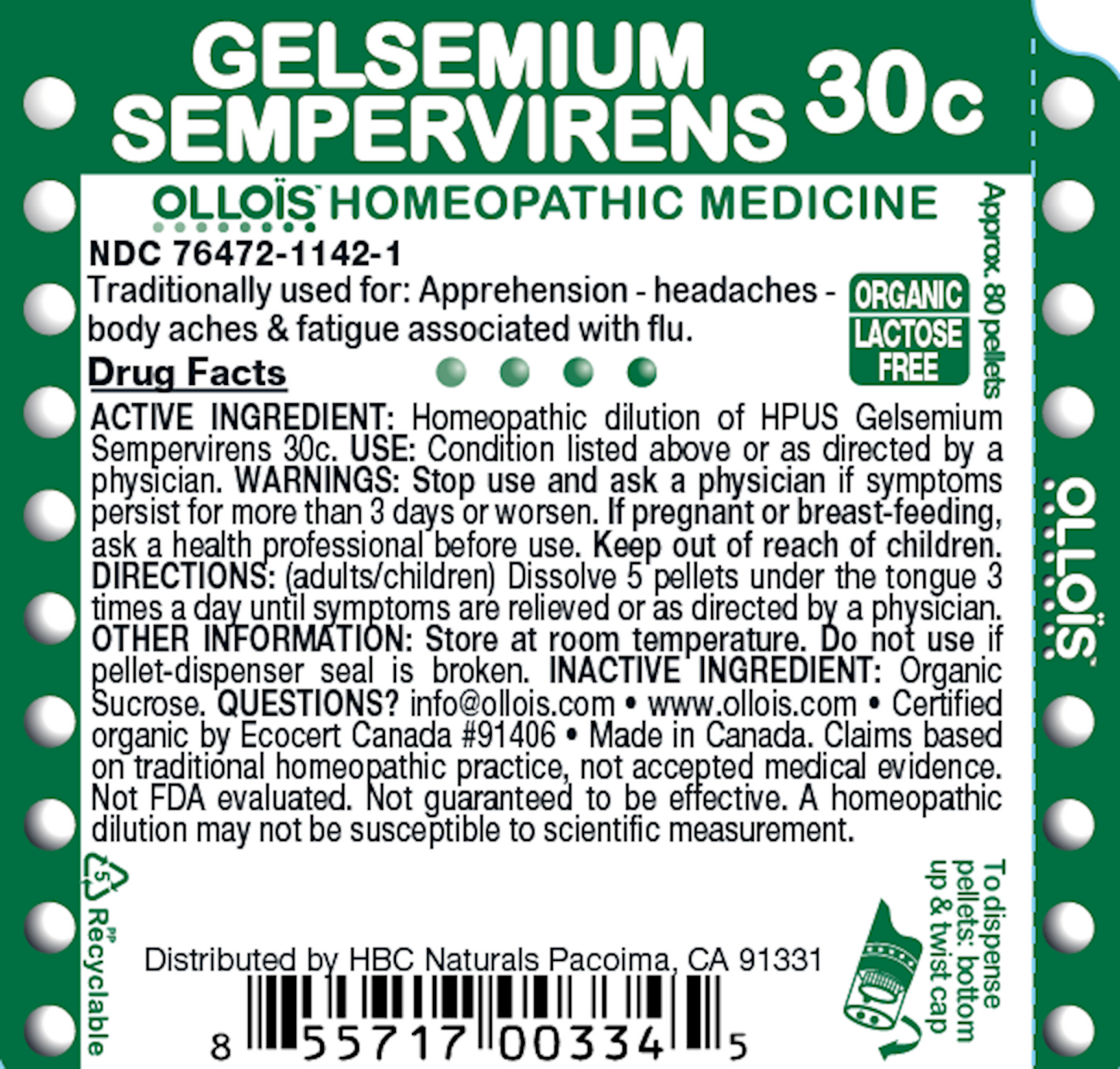 Gelsemium Semp. 30C Pellets, 80ct Curated Wellness