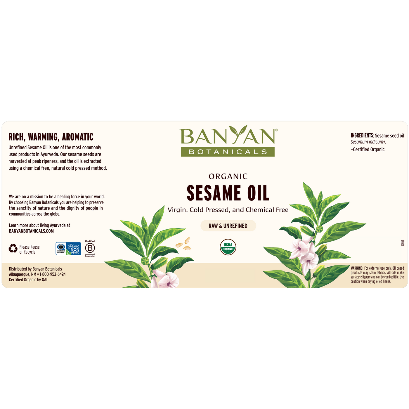 Sesame Oil 8 fl oz Curated Wellness