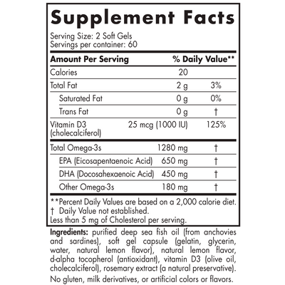 ProOmega-D Lemon 1000 mg 120 gels Curated Wellness