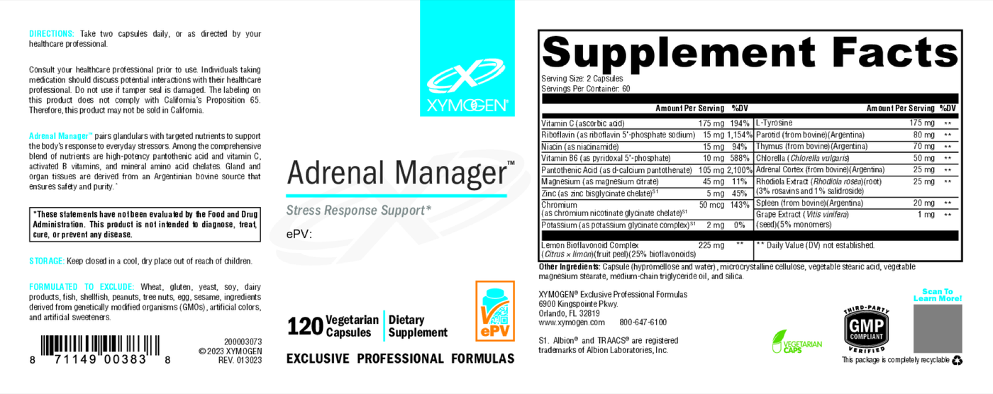 Adrenal Manager 120 Capsules Curated Wellness