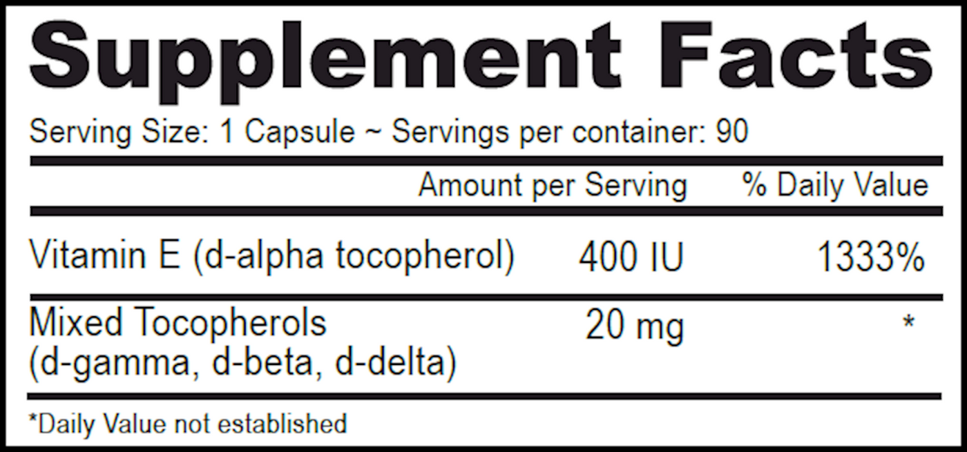 Vitamin E 400 IU-Mixed Tocoph. 90 vcaps Curated Wellness