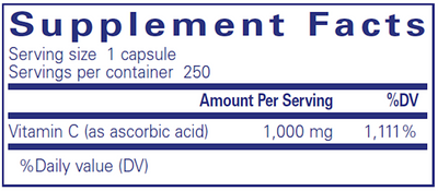 Pure Ascorbic Acid 250 vcaps Curated Wellness