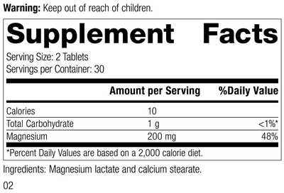 Magnesium Lactate Rev 02 Supplement Facts