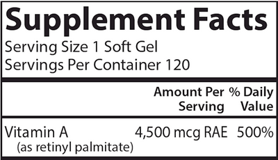 Vitamin A Palmitate 15000 IU 120 gels Curated Wellness