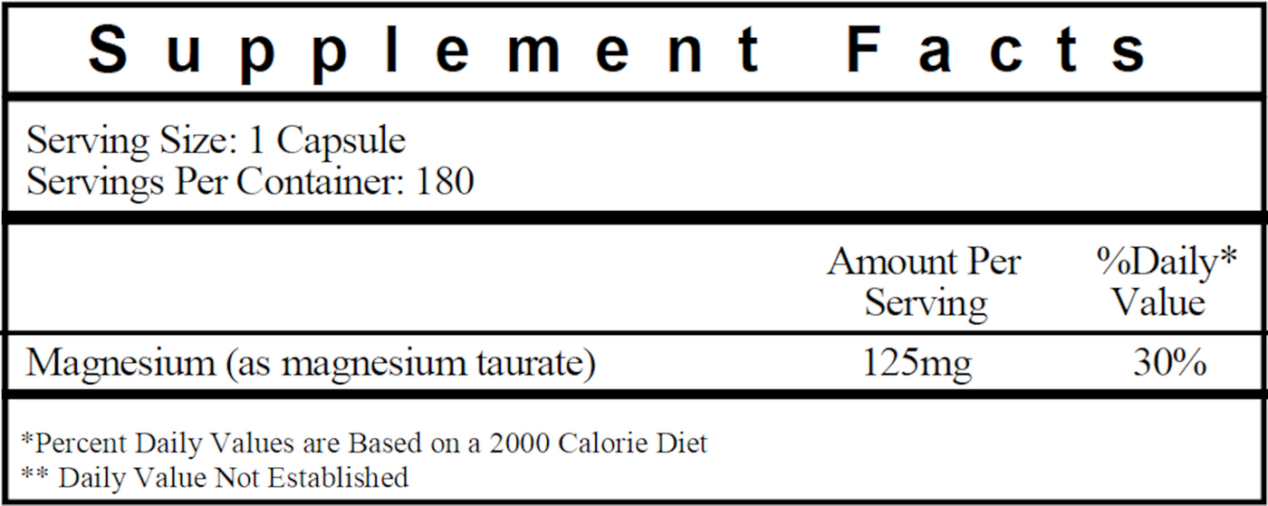 Magnesium Taurate 125 mg 180 caps Curated Wellness