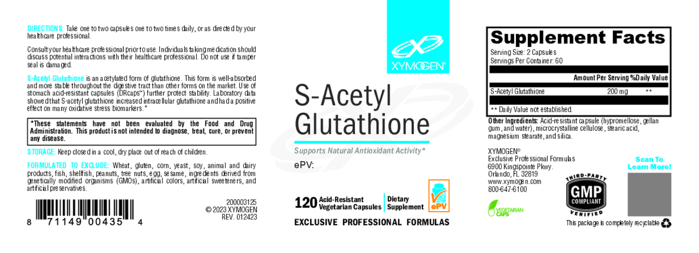 S-Acetyl Glutathione 120 Capsules Curated Wellness