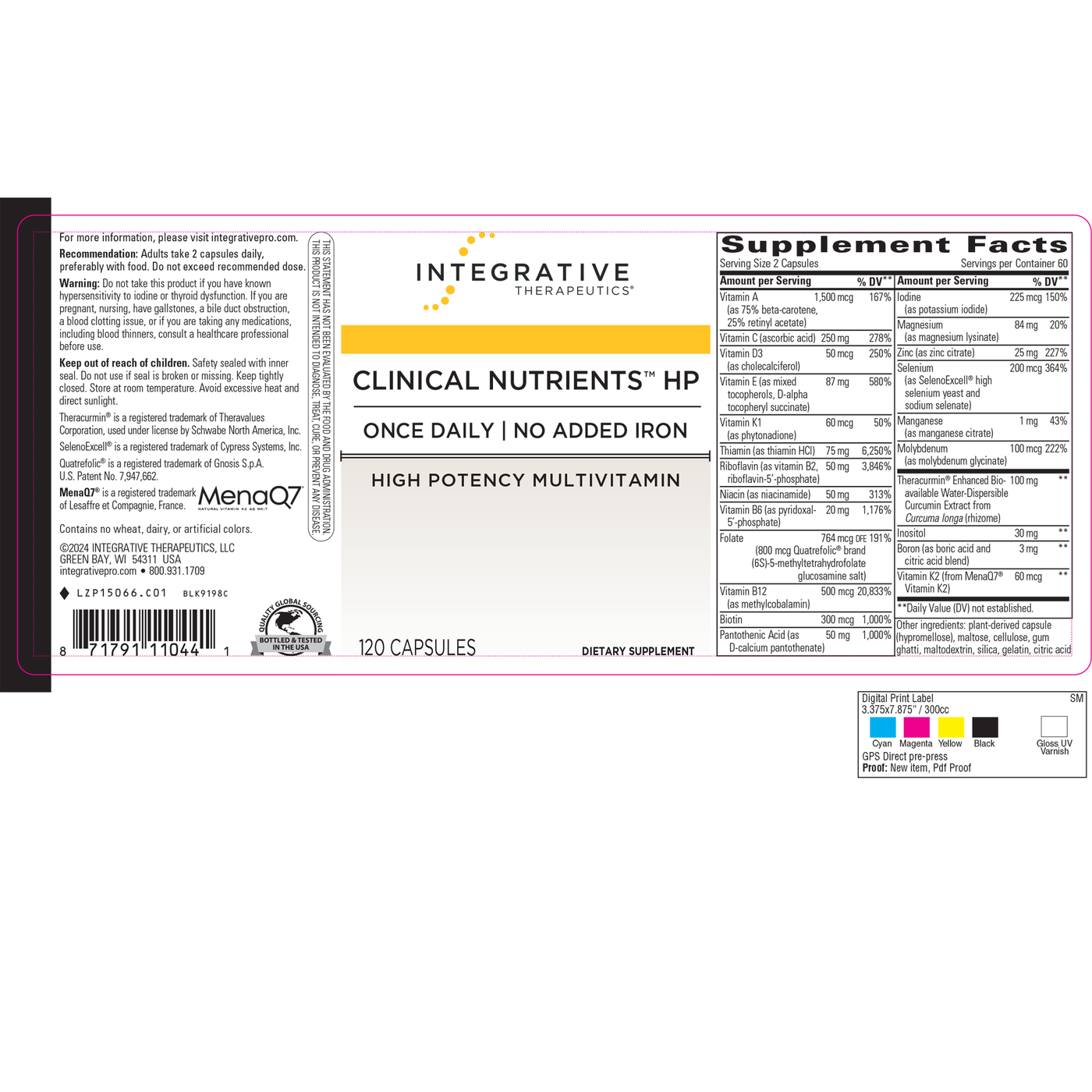 Clinical Nutrients HP 120c Curated Wellness