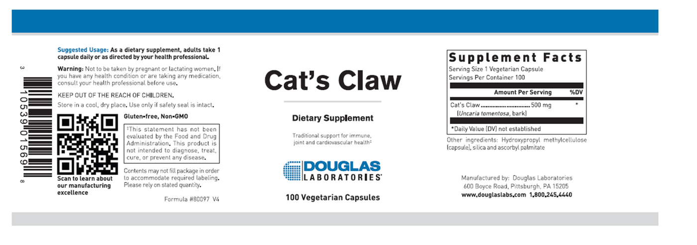 Cat's Claw 500 mg  Curated Wellness