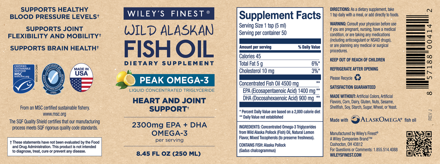 Wild Alaskan Peak Fish Oil 8.45 fl oz Curated Wellness