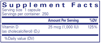 Vitamin D3 1000 IU 250 vcaps Curated Wellness