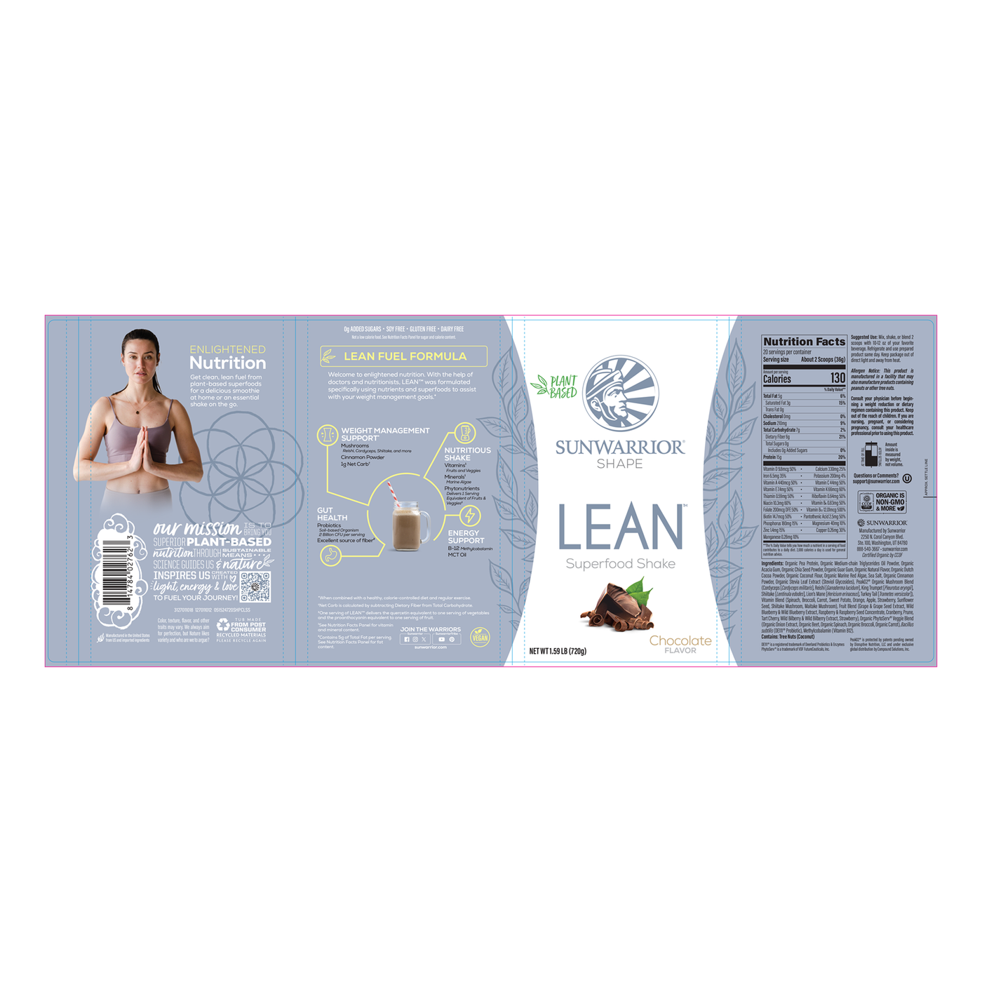 Lean Superfood Shake Chocolate 720g Curated Wellness